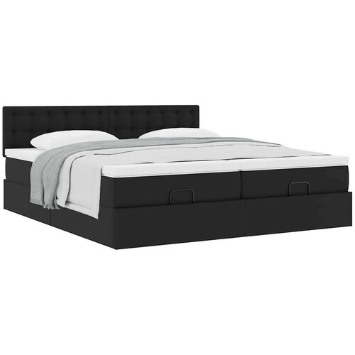 VidaXL otomanski okvir kreveta s madracima crni 200x200cm umjetna koža Slike