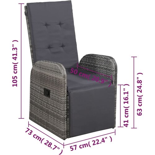  3-dijelni bistro set od poliratana s jastucima sivi Slike
