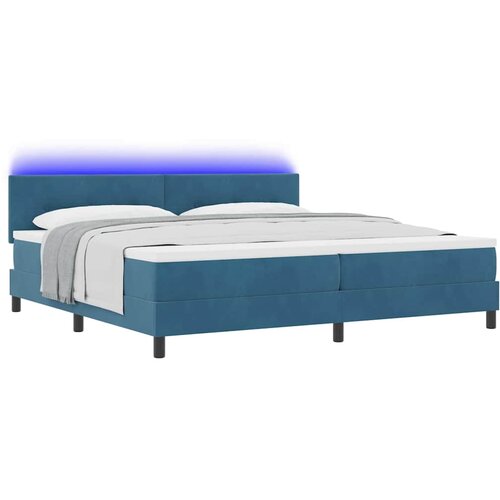  LED Box Spring Krevet Tamno plava 200 x 200 cm Bar&amp;scaron;un Slike