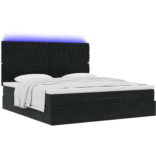VidaXL otomanski okvir kreveta s madracima crni 180x200cm bar&amp;scaron;unasti Slike