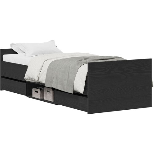 vidaXL Postelja Brez Vzmetnice Črna Oreh 75x190 cm Inženirski Les Cene