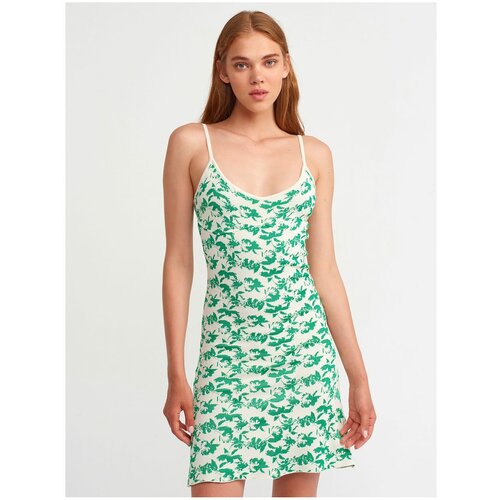 Dilvin 90119 Patterned Strap Knitwear Dress-green Slike