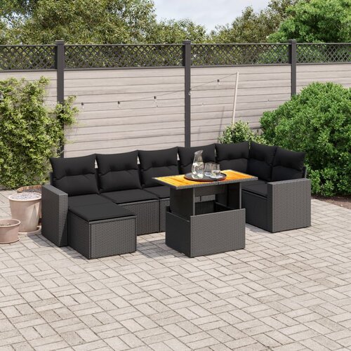 vidaXL 8-dijelni set vrtnih sofa od poliratana s jastucima crni Cijene
