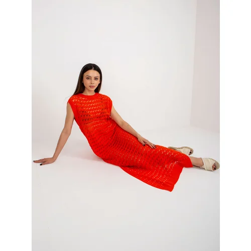 Fashion Hunters Orange openwork knitted dress