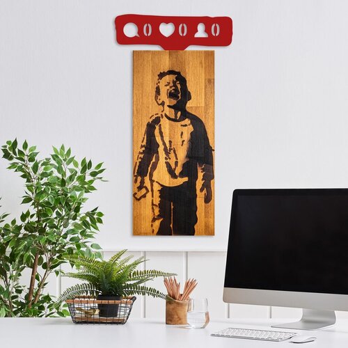 Wallity zidna dekoracija banksy - crying boys, 36 x 69 x 3 cm, crvena Cene