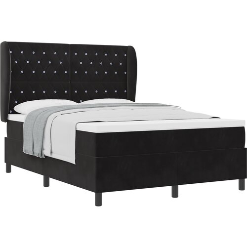 vidaXL Box Spring Postelja z vzmetnico Črna 160x200 cm Žamet Cene