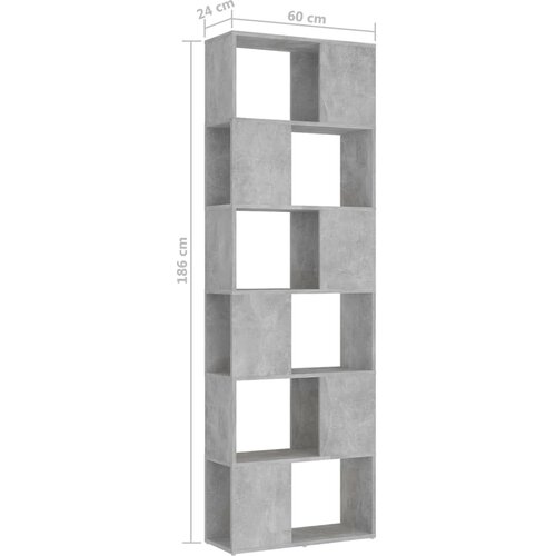  za knjige / pregrada boja betona 60x24x186 cm drvena Slike