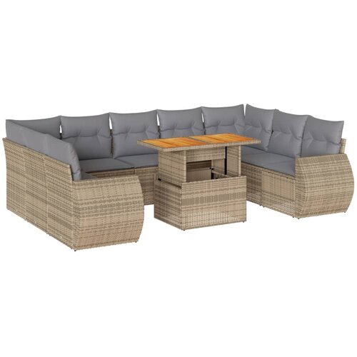 Maison Chic Seti vrtnega pohištva - Vrtna garnitura - Vrtni pohištvo set 10-delna z blazinami bež poli ratan, (21814882) Cene