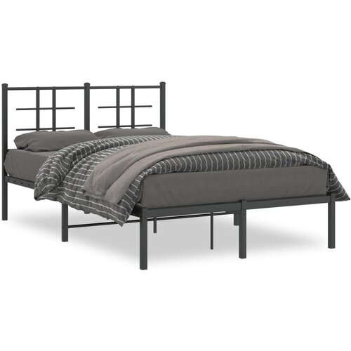 Maison Chic Kovinski Posteljni okvir - Dvoposteljna postelja - Zakonska postelja z vzglavjem črn 120x190 cm, (21692753) Slike