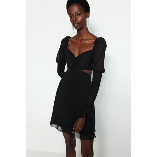 Trendyol Black Cut Out Detailed Chiffon Dress