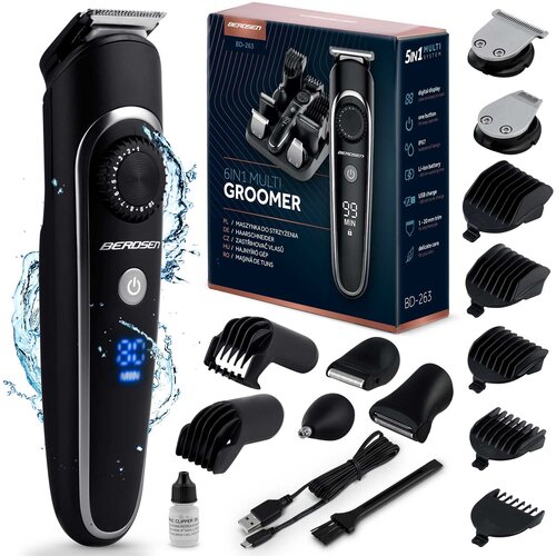 Berdsen BD-263 6-in-1 Hair Clipper and Grooming Kit - Black, (21740356) Cene