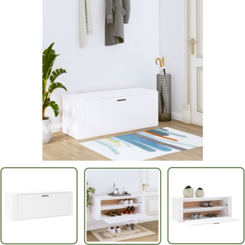 The Living Store Omarica za čevlje bela 100x35x38 cm inženirski les - Stenska Omarica Za Čevlje, (21744616) Cene