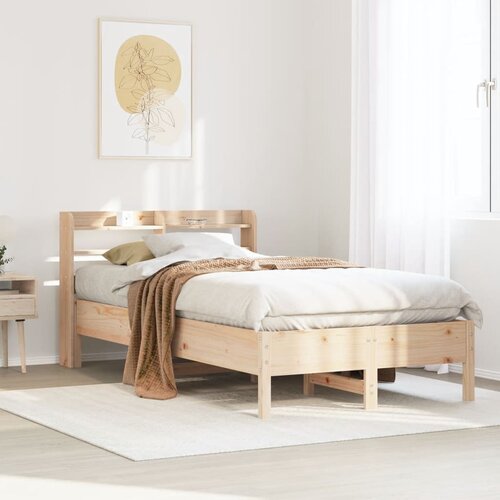 VidaXL Posteljni okvir brez vzmetnice 75x190 cm trdna borovina Slike