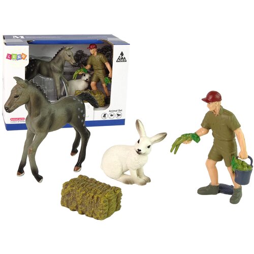Animal Figurine Set Horse Grey Hare Farmer Cene