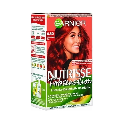 Garnier nutrisse FarbSensation za trajno nego-barva za lase št. 6.60 intenzivno rdeča
