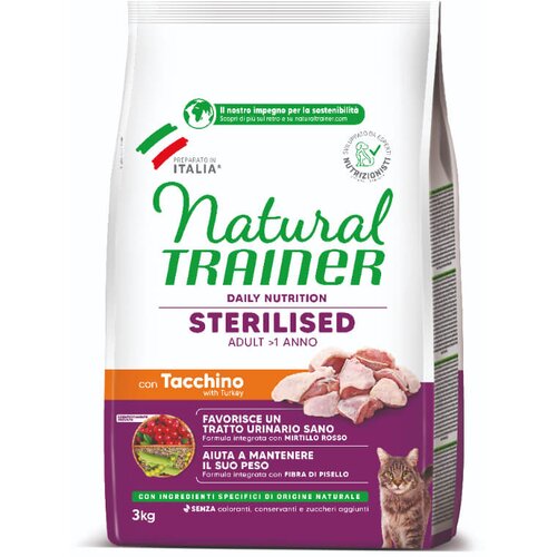 Natural trainer Cat Sterilised Adult, puran - različna pakiranja 3 kg Cene