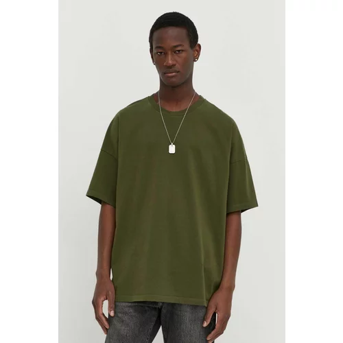 American Vintage Pamučna majica za muškarce, boja: zelena, bez uzorka