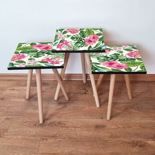 Hanah home 3Shp97 - pink pinkgreenwhite nesting table (3 pieces) Cene