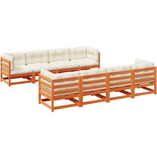  9-dijelni set vrtnih sofa s jastucima vo&amp;scaron;tano smeđi od borovine Smeđa Slike