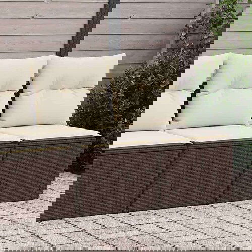 vidaXL 11-dijelni set vrtnih sofa poliratan i bagrem s jastucima smeđi Cene