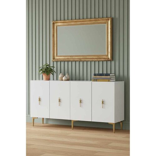 Hanah home komoda Ayshe 150, 150 cm, bela / zlatna Cene