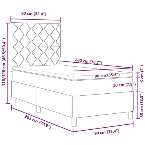 VidaXL Kutija s opružnim krevetom s madracem Plava 90x200 cm Tkanina Slike