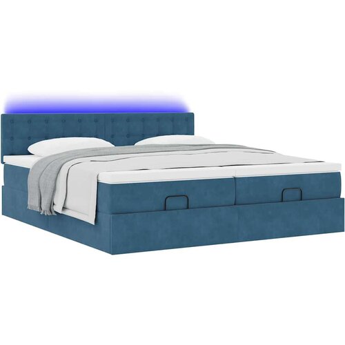 VidaXL Otomanski okvir kreveta s madracima plavi 180x200cm bar&amp;scaron;unasti Slike