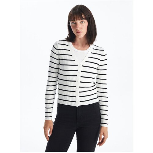 LC Waikiki V-Neck Striped Long Sleeve Women&amp;#039;s Knitwear Cardigan Slike