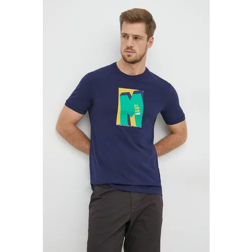 United Colors Of Benetton Pamučna majica boja: tamno plava, s tiskom