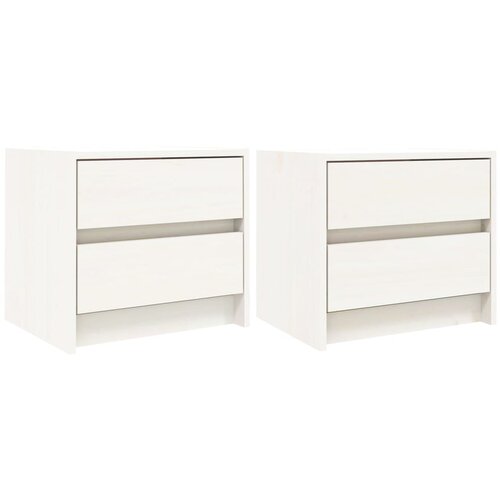 Maison Chic Dvo delni komplet Nočne omarice - Nočne mize bela 40x31x35,5 cm trdna borovina, (21688340) Slike