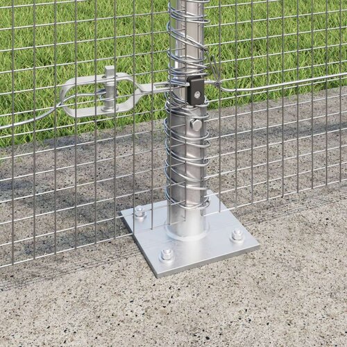 VidaXL zavarena žičana ograda s 13 flan&amp;scaron;iranim stubovima 1,5 x 50 m galvanizirani čelik Slike