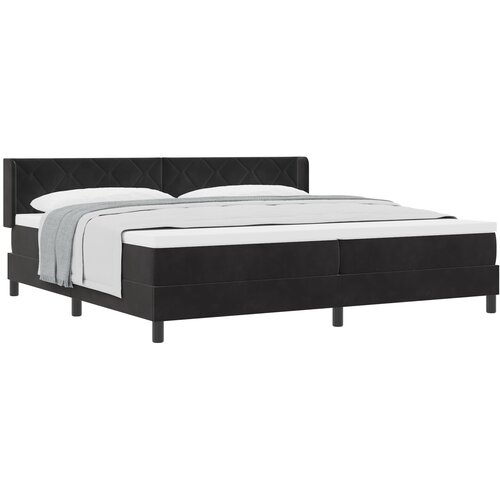 VidaXL Box Spring Postelja z Blazino Črna 200x200 cm Žamet Slike