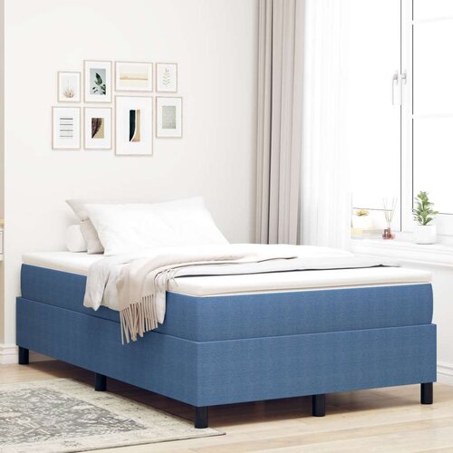 Box Spring Krevet Plava Mali Dvostruki Korduroj Tkanina Slike