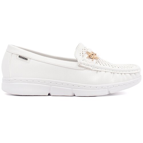 GOODIN White light loafers with a pin Cene