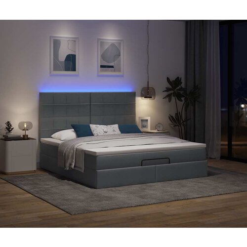 VidaXL Otomanski krevet s madracem i LED tamnosivi 160x200cm tkanine Slike