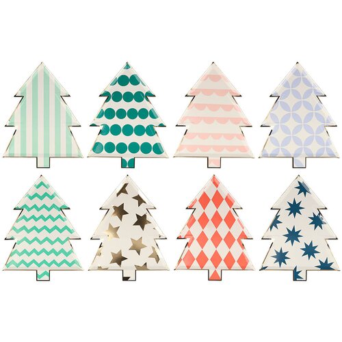 Meri Meri papirnati tanjuri die cut patterned christmas tree (8 komada) Slike