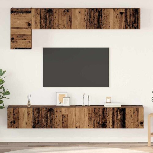 vidaXL Set TV komoda 5 pcs Staro drvo Srednja 100 cm x 30 cm x 30 cm Cijene