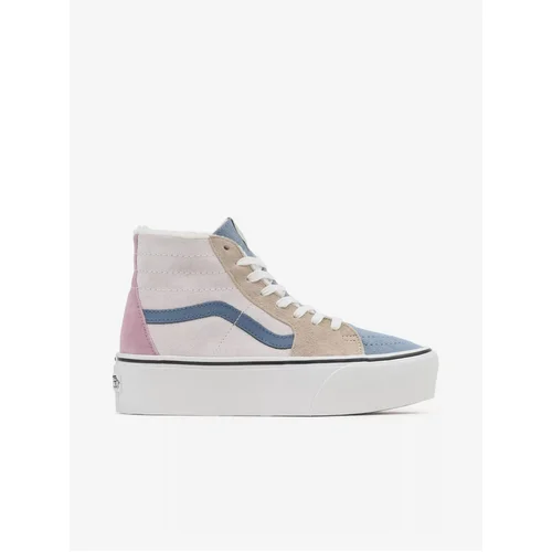 Vans Blue-Pink Womens Ankle Insulated Suede Suede Sneakers on Platform - Women