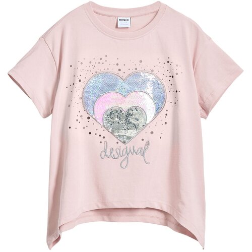 Desigual Majica &amp;#039;Heart strass&amp;#039; plava / siva / roza / crna / bijela Slike
