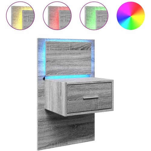 Maison Chic Stenska Nočna omarica - Nočna miza z LED lučkami siva sonoma, (21688460) Slike