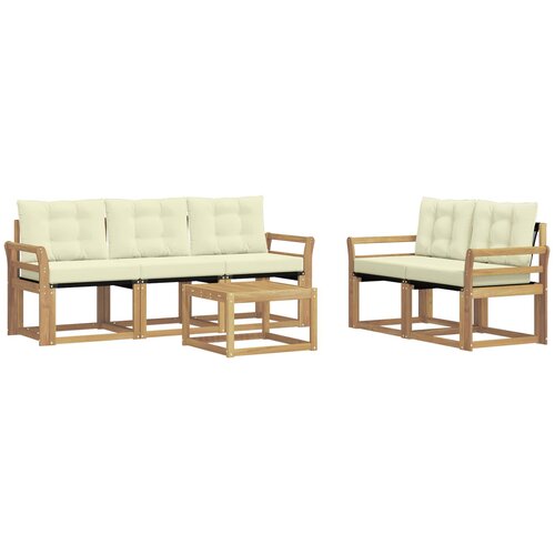 vidaXL Zunanja garnitura za sedenje z blazino 6 pcs Bela in krem, (5000282206) Cene
