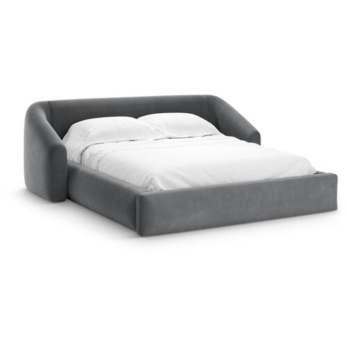 Cosmopolitan Design Siva oblazinjena zakonska postelja s prostorom za shranjevanje z letvenim dnom 180x200 cm Campi – Cene