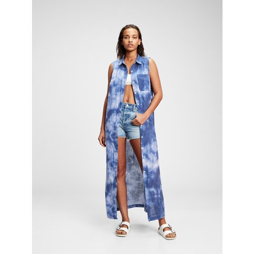 GAP Dress sleeveless linen maxi tie dye shirtdress - Women&amp;#039;s Slike