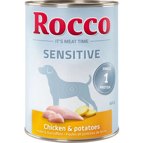 Rocco 5 + 1 gratis! Mokra pasja hrana Sensitive 6 x 400 g - Piščanec & krompir Cene