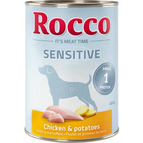 Rocco 5 + 1 gratis! Mokra pasja hrana Sensitive 6 x 400 g - Piščanec & krompir
