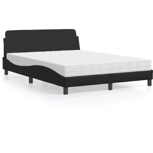 Krevet s madracem Dover crni 140 x 190 cm od umjetne kože Cene