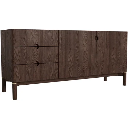 Unique Furniture Temno rjava nizka komoda v hrastovem dekorju 160x73 cm Arun –