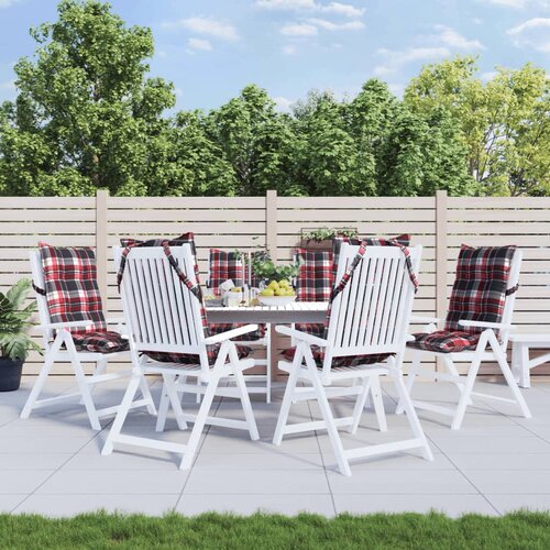  Jastuci za stolicu visoki naslon 6 kom crveni karirani tkanina Cijene