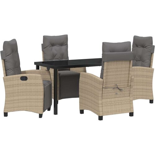  Set od 5 dijelova vrtne blagovaonice u bež poli ratanu Slike