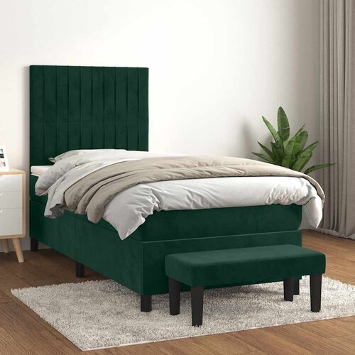 Box spring krevet s madracem tamnozeleni 80 x 200 cm bar&amp;scaron;unasti Slike